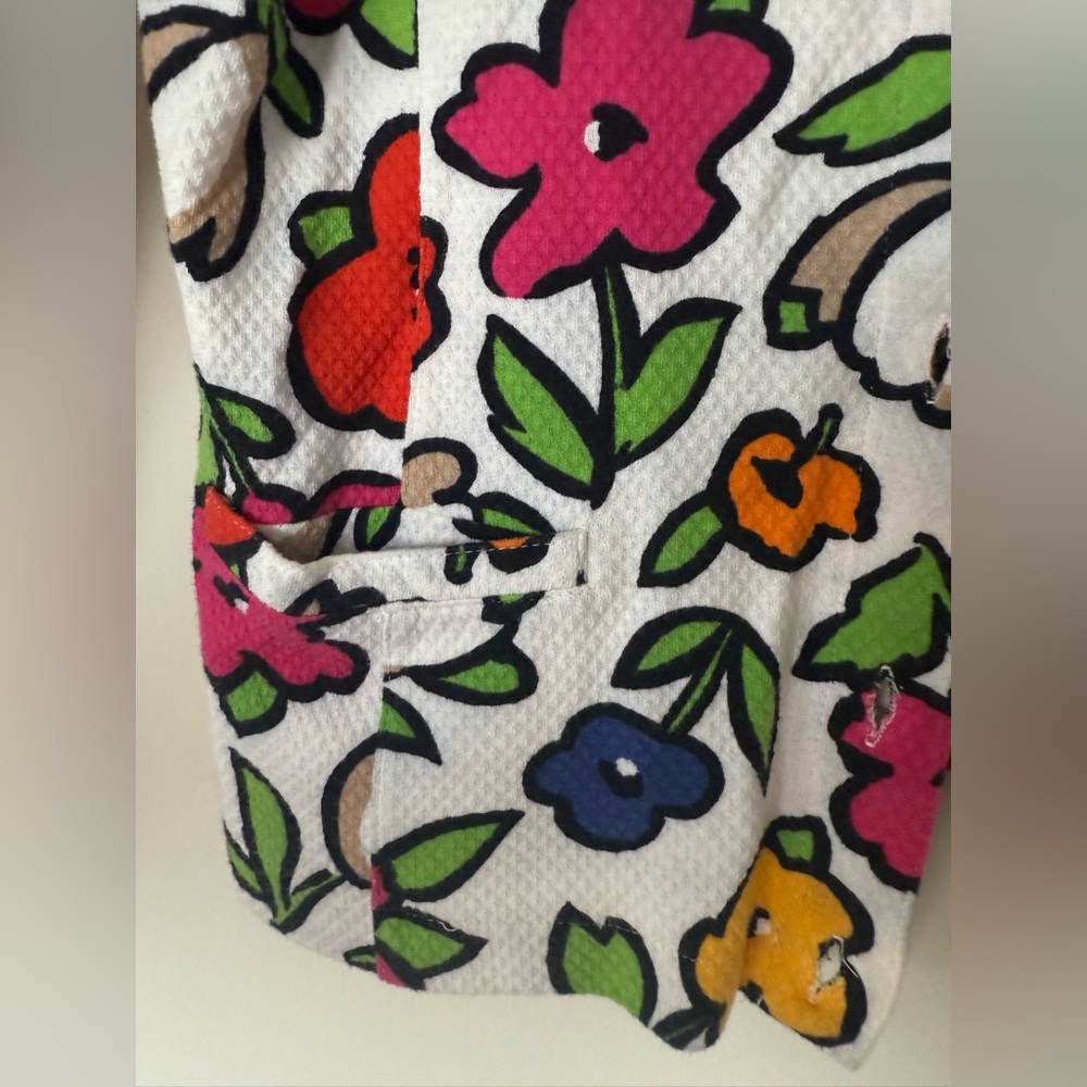 Vintage 90s Adrienne Vittadini Art Cartoon Drawing 100% Cotton Button Up Jacket - Picture 3 of 11